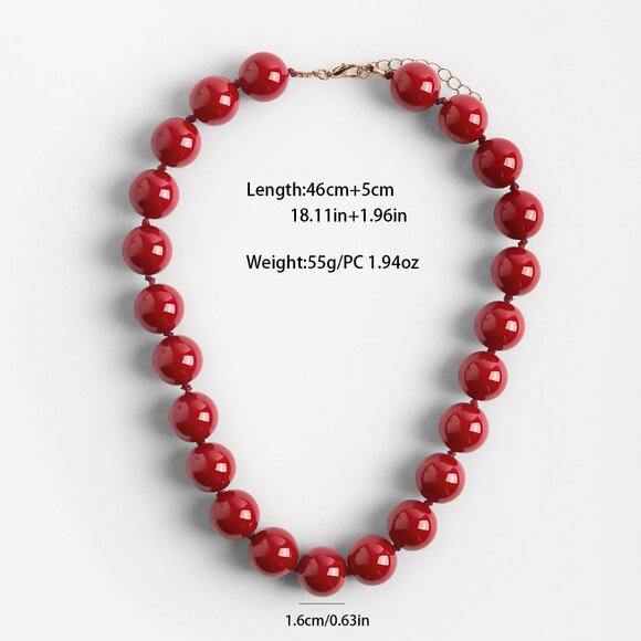 Dark Red Beaded Statement Necklace Fall 2025 - Picture 3 of 4